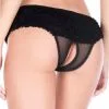 Tanga Sexe Ouvert Mousseline Noir