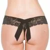 Tanga String Noire Dentelle Noeud Arrière