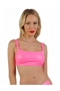 Top Brassière Wetlook Rose Néon