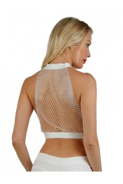 Top Court Blanc Filet Strass -SexToys Soldes top court blanc filet strass 2