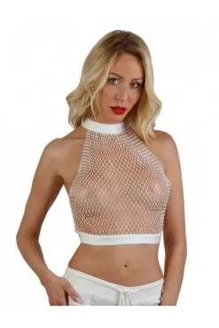 Top Court Blanc Filet Strass