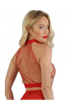 Top Court Rouge Filet Strass -SexToys Soldes top court rouge filet strass 2