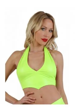 Top Jaune Néon Sexy à Nouer Dans Au Cou