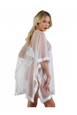 Tunique Transparente Ample Blanc Voile Et Satin