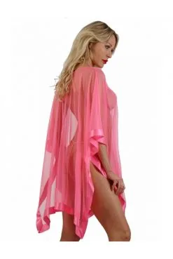 Tunique Transparente Ample Rose Voile Et Satin