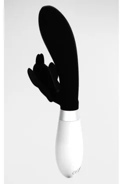 Vibromasseur Rabbit Noir Papillon En Silicone -SexToys Soldes vibromasseur rabbit noir papillon en silicone 2